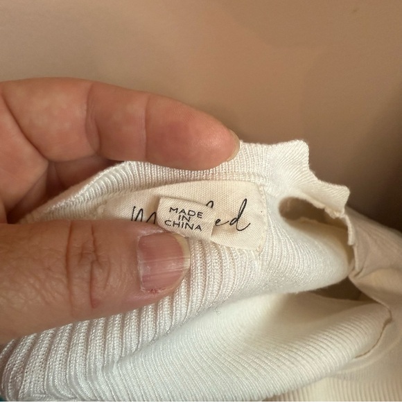 Cream Long Sleeve Ribbed Top - Picture 8 of 8